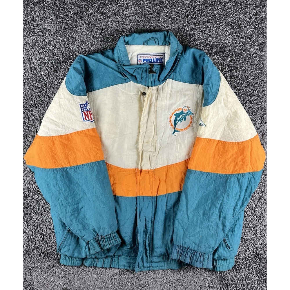 NFL Authentic Proline By Apex One Miami Dolphins Nylon Jacket Size XL Full Zip - Picture 2 of 16